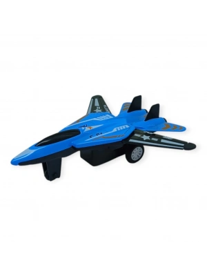 Çek Bırak Metal Mini Savaş Uçağı 10 cm - Mavi