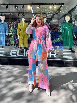 Ceketli baskılı takım