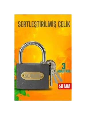 Çelik Asma Kilit 60 MM 3 anahtarlı Sonax Design