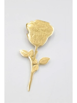 Çelik Gül Broş - Altın