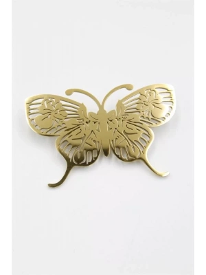 Çelik Kelebek Broş - Altın
