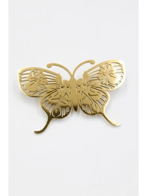 Çelik Kelebek Broş - Altın