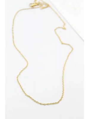 Çelik Zincir Kolye - 45 cm - Altın