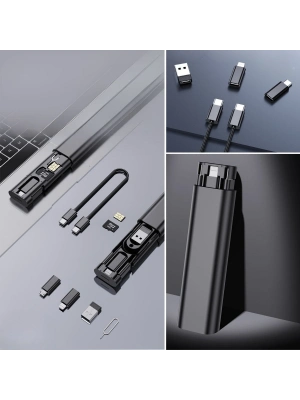 ®  Cep Tipi 60W Bas Aç Type-C,İphone Şarj,Micro USB Hızlı Şarj Data Kablo Seti