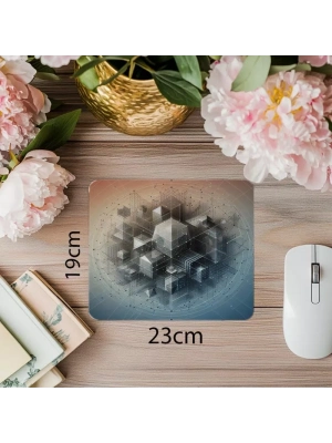 Çerçeveli Geometri ve Fade Efektiyle Mouse Pad - 19x23 cm 2 mm Dikdörtgen İthal Baskılı Mouse Pad
