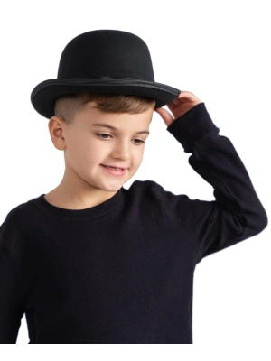 Charlie Chaplin Stil Çocuk Şapkası – Siyah Melon Parti Şapkası