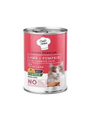 Chefs Choice Kuzu Etli ve Balkabaklı Tahılsız Ezme Yetişkin Konserve Kedi Maması 1 Adet 400 Gr