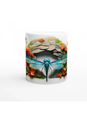 Çiçek Bahçesinde Yüzünü Gösteren Yusufçuk Temalı Baskılı Kupa Bardak