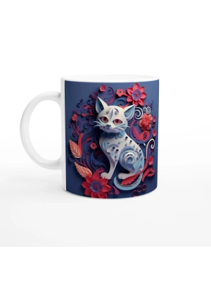 Çiçek Bahçesinin Bekçisi Kedi Kupa Bardak