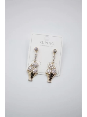 Çiçek Buketi Küpe - Altın