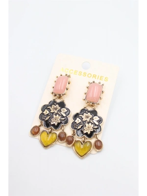 Çiçek İşlemeli Küpe - ÇOK RENKLİ