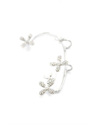 Çiçek Kıkırdak Küpe - Gümüş