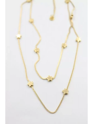 Çiçek Kolye-60 cm - Altın