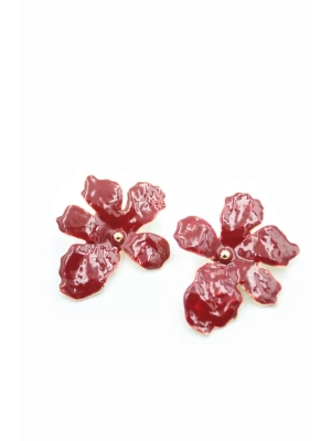Çiçek Küpe - Bordo