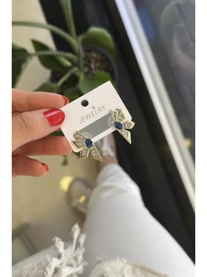 Çiçek Küpe - Mavi