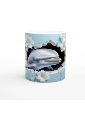 Çiçekler Arasında Sevimli Yunus Su Altı Temalı Kupa Bardak