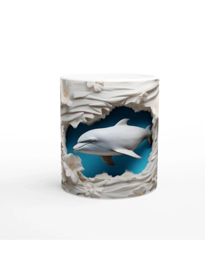 Çiçeklerin Arasında Yüzen Yunus Temalı Baskılı Kupa Bardak