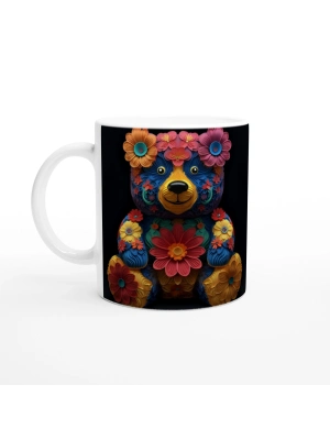 Çiçekli Ayıcık Baskılı Kupa Bardak