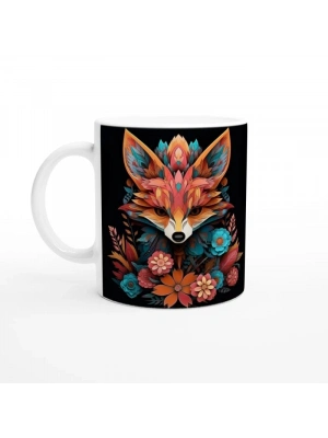 Çiçekli Soyut Tilki Baskılı Kupa Bardak