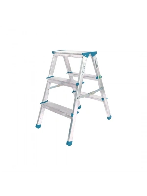 Çift Basamaklı Alüminyum Metal Merdiven Yükseklik 69cm Baş Genişlik 8cm