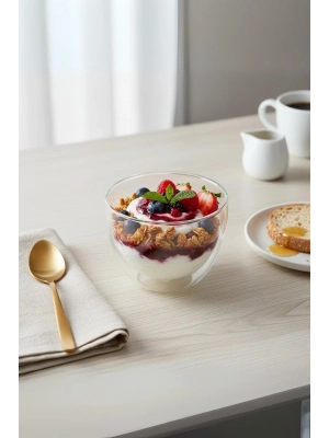 Çift Cidarlı Cam Kase 250 ml 10 cm