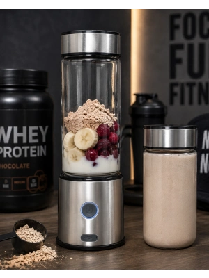 Çift Hazneli Cam Blender USB Şarjlı Smoothie ve Buz Kırıcı Blender