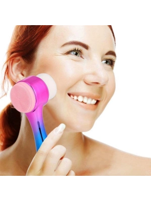 ®  Çift İşlevli Renkli Cilt Yüz Temizleme Fırçası Peeling Masaj Etkili Gözenek Temizleyici Alet