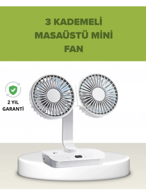 Çift Kafalı Masaüstü ve Duvar Tipi Sessiz USB Şarjlı Fan
