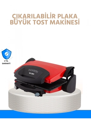 Çıkarılabilir Plakalı 2000W Tost Makinesi – Termostatlı, Kolay Temizlenir