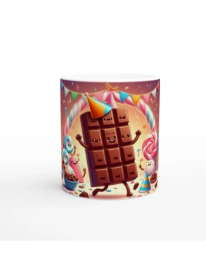 Çikolata Partisi ve Tatlı Şekerler Temalı Çocuklara Özel Baskılı Kupa Bardak