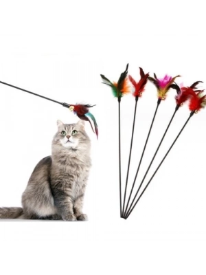 Çıngıraklı Tüylü Kedi Oyun Çubuğu
