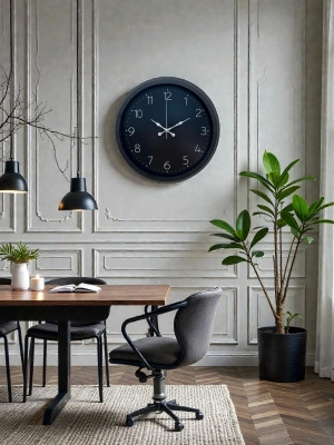 ® Classic Black Zarif 40 cm Metal Duvar Saati