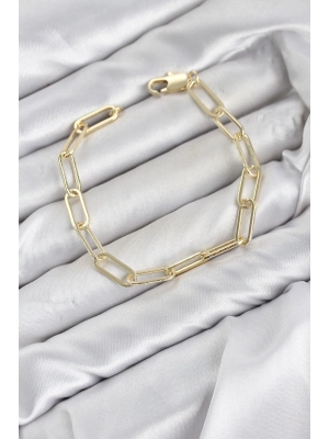 CM Ataş Zincir Model Gold Renk Pirinç Kadın Bileklik
