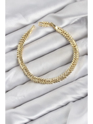 CM Başak Model Gold Renk Pirinç Kadın Bileklik