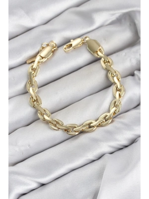 CM Kalın Zincir Model Gold Renk Pirinç Kadın Bileklik