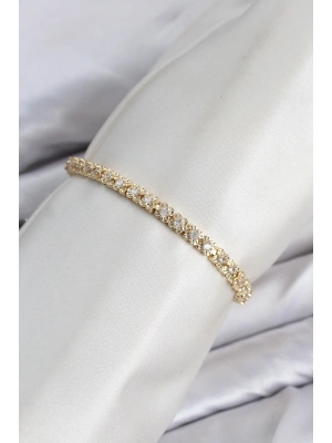 CM Model Zirkon Taşlı VIP Seri Gold Renk Pirinç Kadın Bileklik