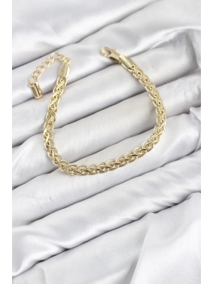 CM Singapur Zincir Model Gold Renk Pirinç Kadın Bileklik
