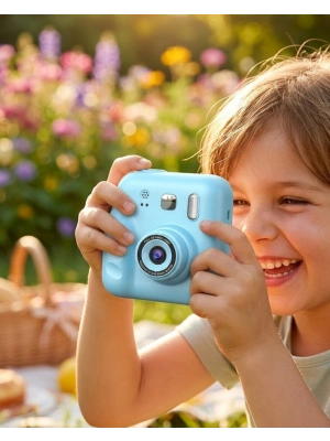 Çocuk Kamera Anında Baskı Özellikli 4 Rulo Kağıt ve 5 Kalem Hediyeli