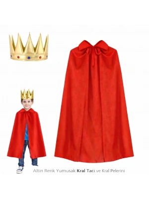 Çocuk Kral Kostüm Seti (Taç + Pelerin)