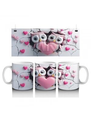 Çocuklara Sütü Sevdiren Aşkı Paylaşan Baykuş Çifti Kupa Bardak