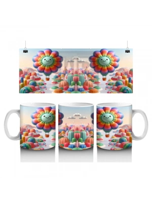 Çocuklara Sütü Sevdiren Balon Çiçek Karnavalı Kupa Bardak