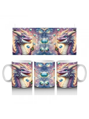 Çocuklara Sütü Sevdiren Baloncuk Üfleyen Renkli Ejderha Desenli Kupa Bardak