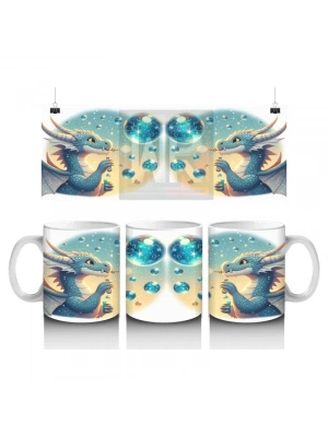 Çocuklara Sütü Sevdiren Baloncuk Üfleyen Sevimli Ejderha Desenli Kupa Bardak