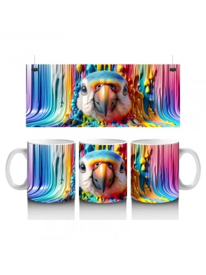 Çocuklara Sütü Sevdiren Boya Şelaleli Papağan Kupa Bardak