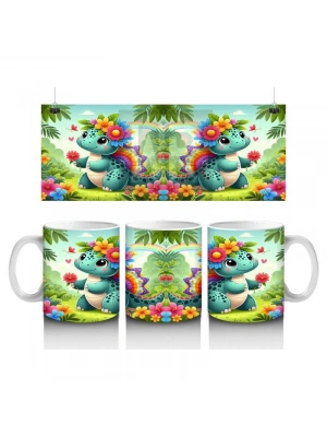 Çocuklara Sütü Sevdiren Çiçek Bahçesi Dinozoru Kupa Bardak