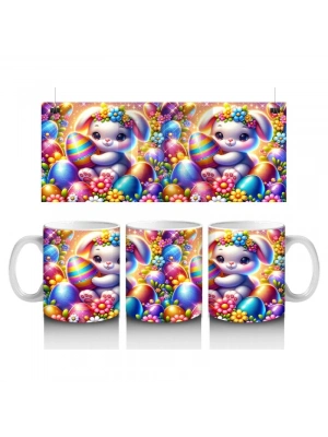 Çocuklara Sütü Sevdiren Çiçek Taclı Paskalya Tavşanı Kupa Bardak