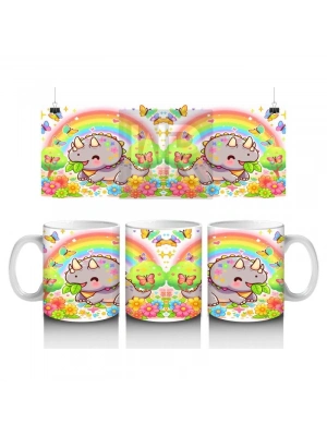 Çocuklara Sütü Sevdiren Dino ve Gökkuşağı Bahçesi Kupa Bardak