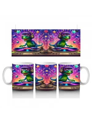 Çocuklara Sütü Sevdiren DJ Dinozor Partisi Desenli Kupa Bardak