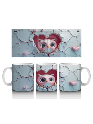 Çocuklara Sütü Sevdiren Duvarı Delip Bakan Meraklı Baykuş Kupa Bardak