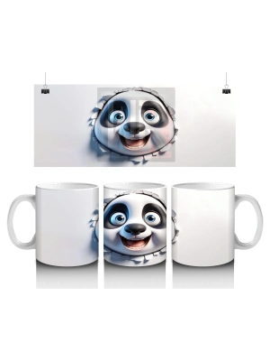 Çocuklara Sütü Sevdiren Duvarı Delip Bakan Meraklı Panda Kupa Bardak